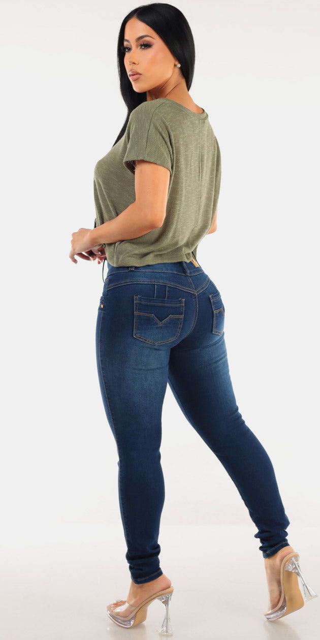 Olive Butt Lift Denim Outfit