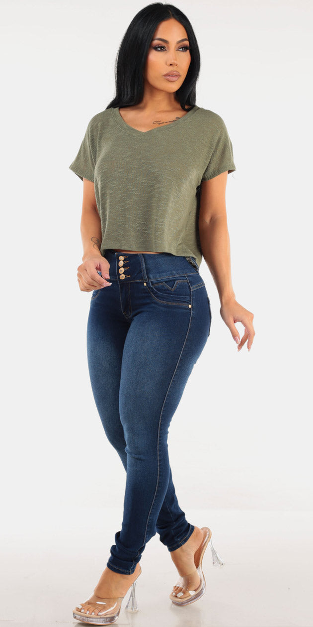 Olive Butt Lift Denim Outfit