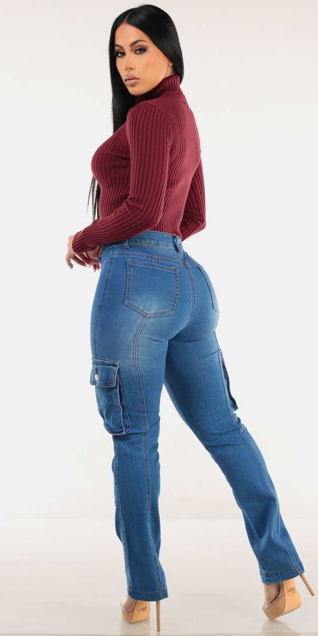 Turtleneck Butt Lift Denim Set