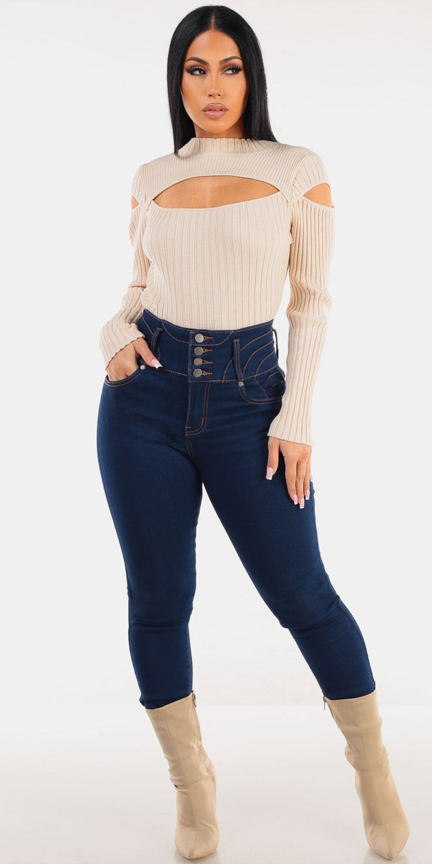 Sweater Butt Lift Denim Outfit