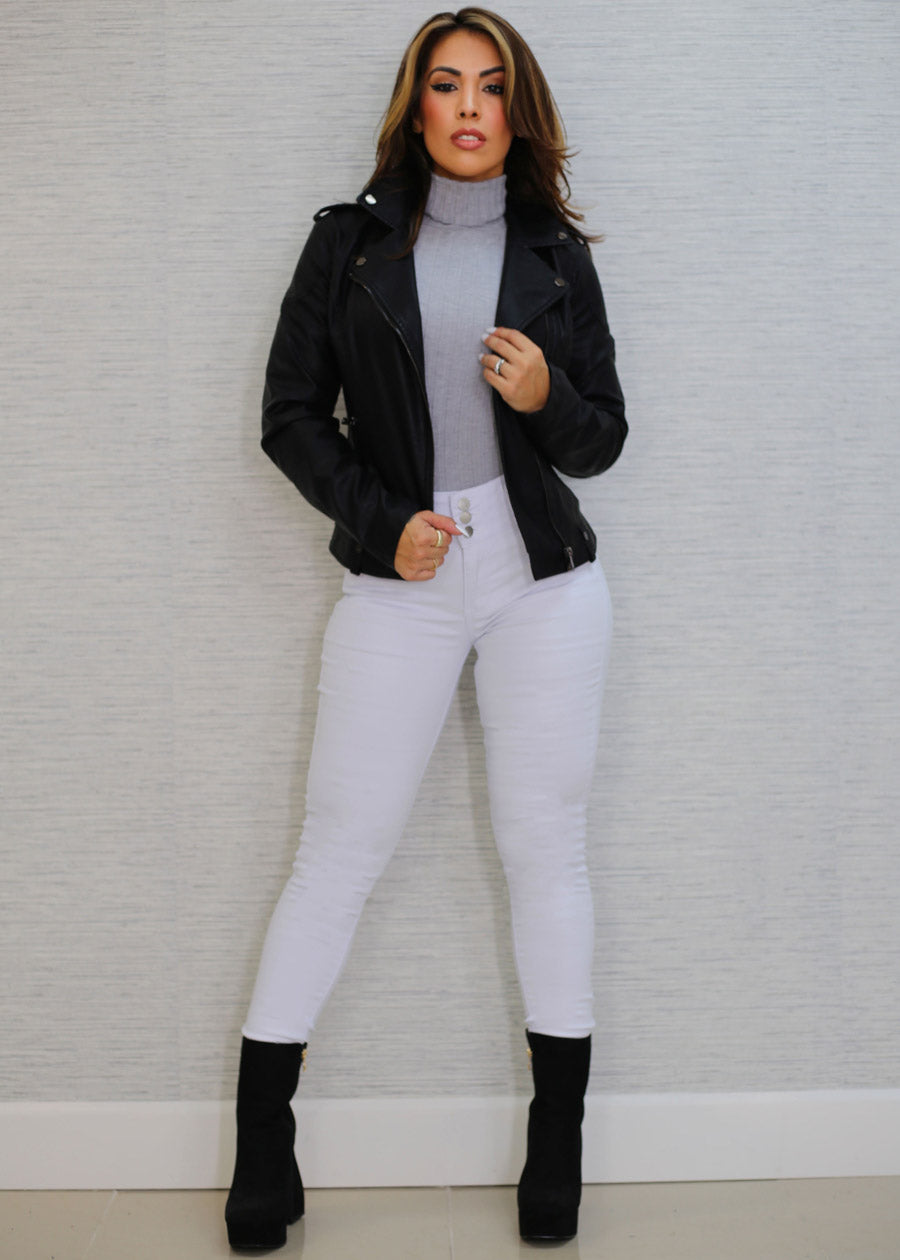 Butt Lifting High Waist White Levantacola Skinny Jeans