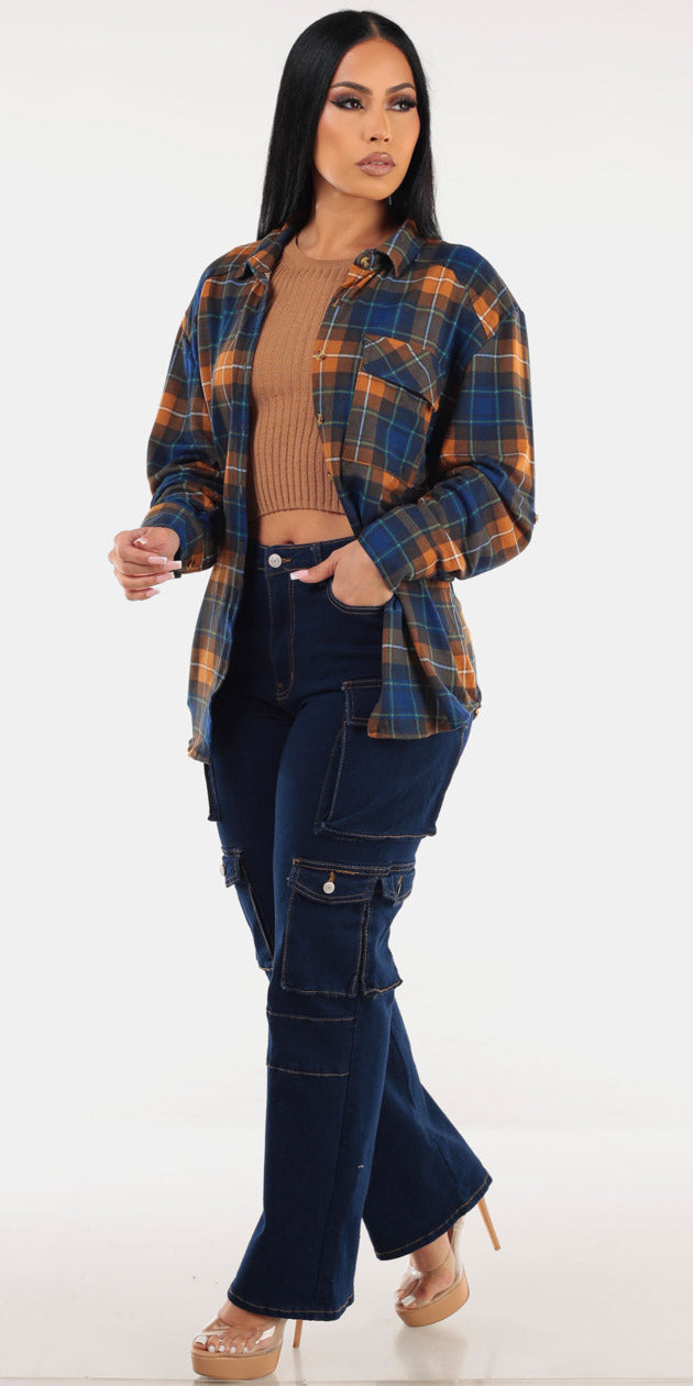 Plaid Cargo Denim Trio