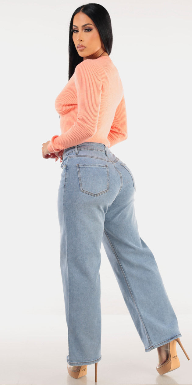 Peach Wide Denim Combo