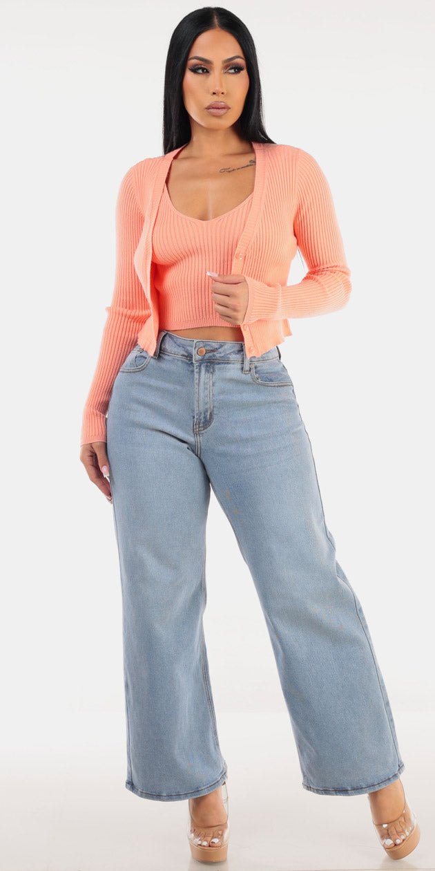 Peach Wide Denim Combo