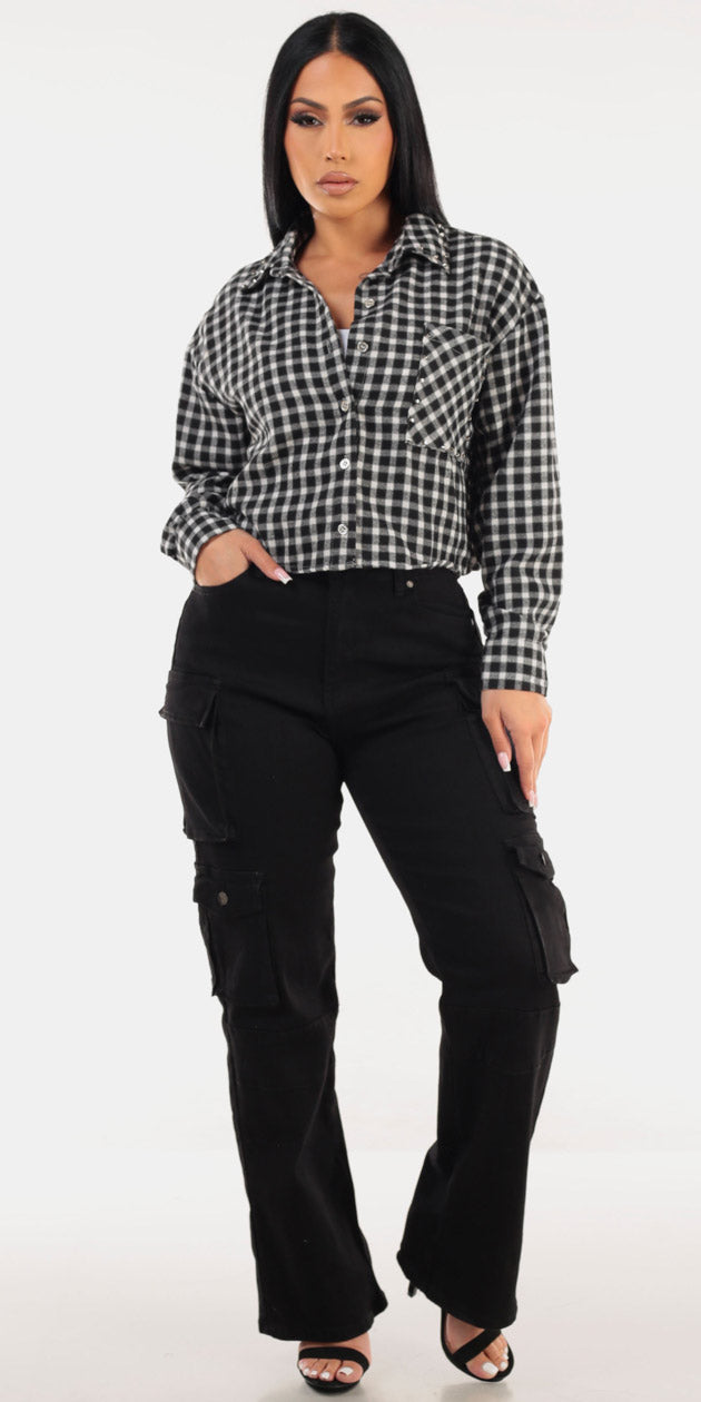 Plaid White Cargo Denim Trio