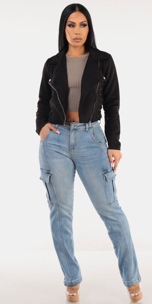 Suede Moto Denim Trio