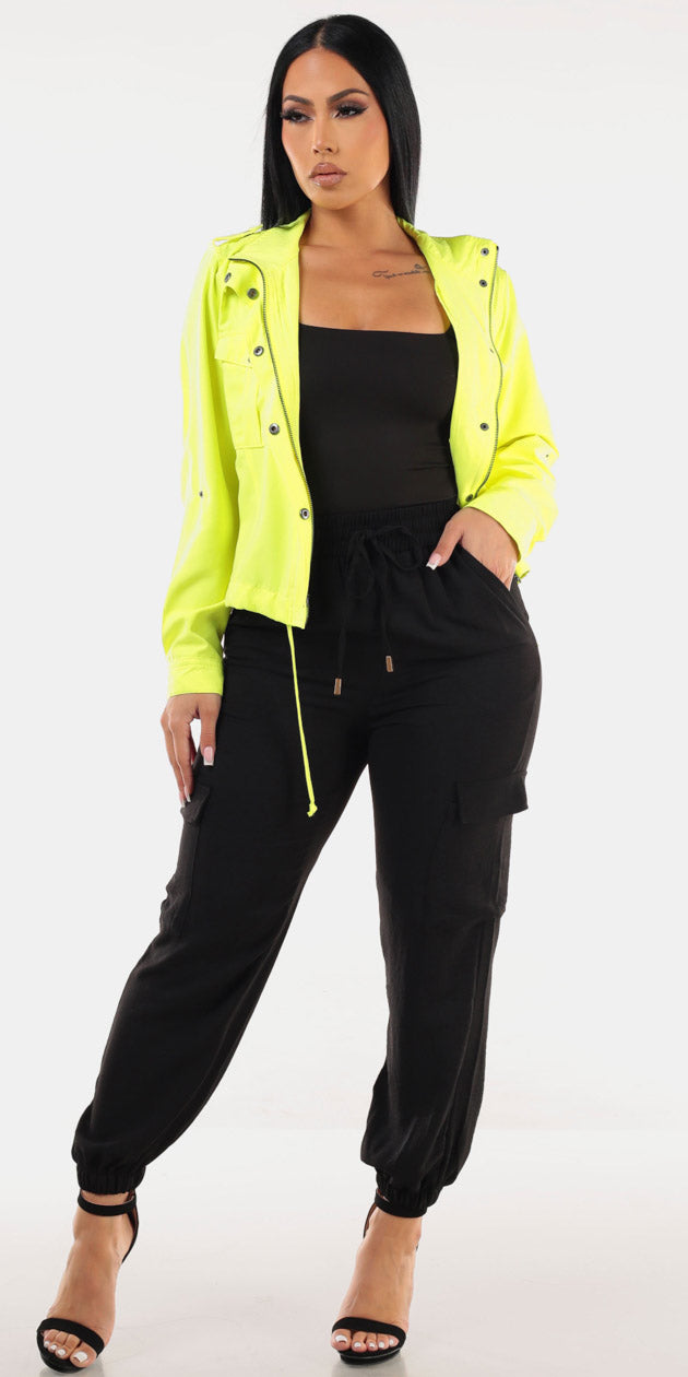 Neon Zip Up Cargo Jogger Trio