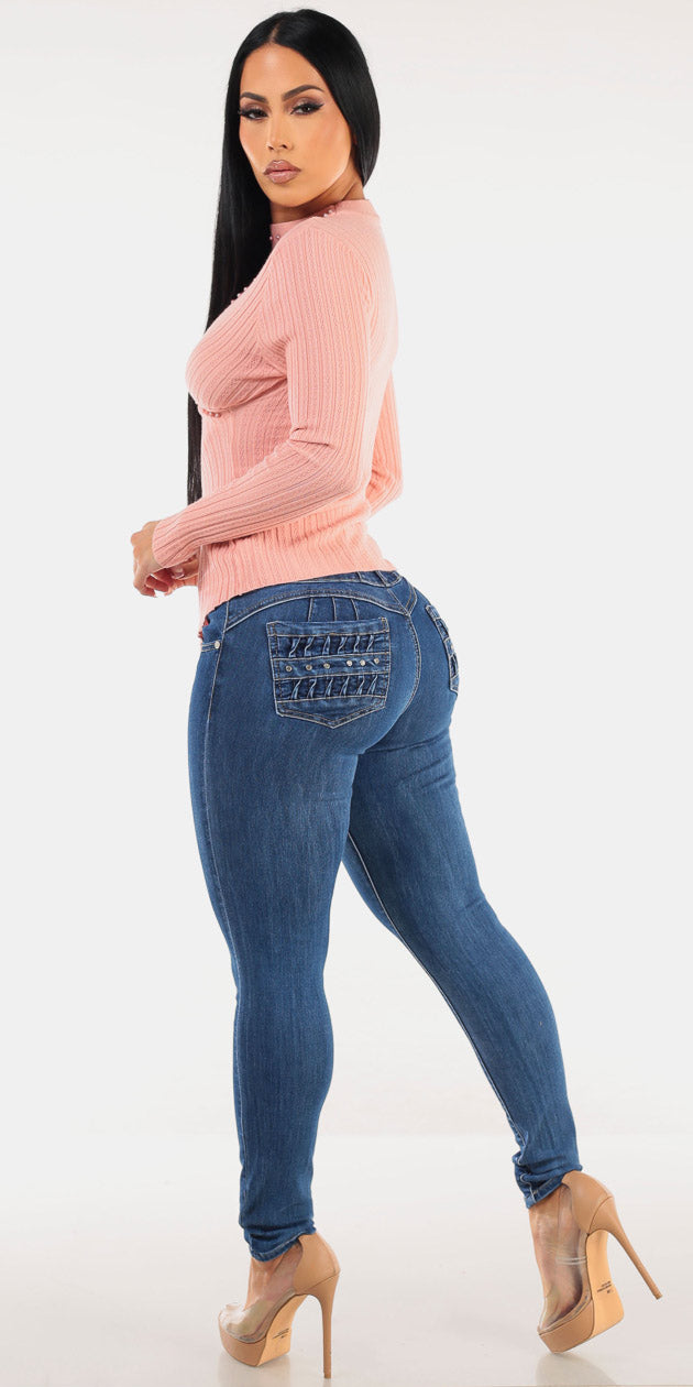 Pink Butt Lift Skinnies Look