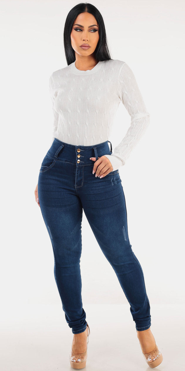 White Butt Lift Denim Set