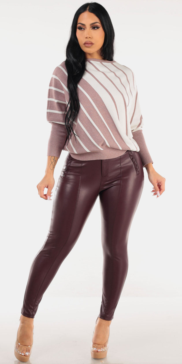 Stripe Pleather Skinnies Combo