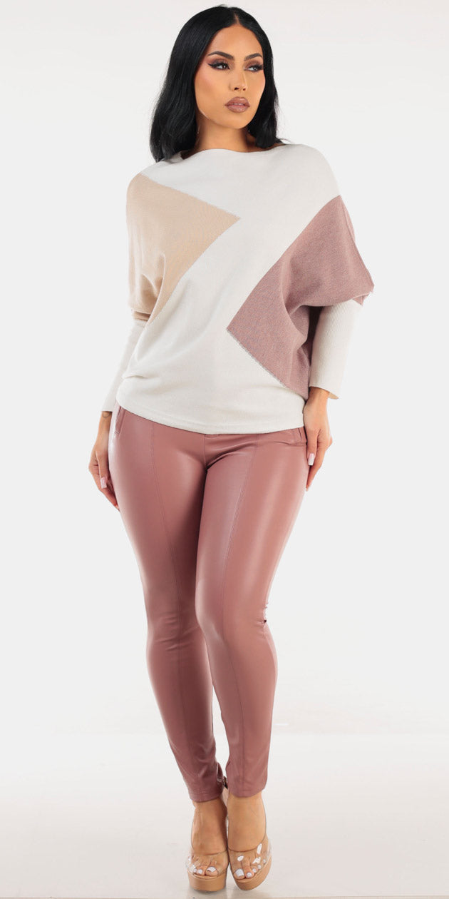 Colorblock Vegan Leather Pants Outfit