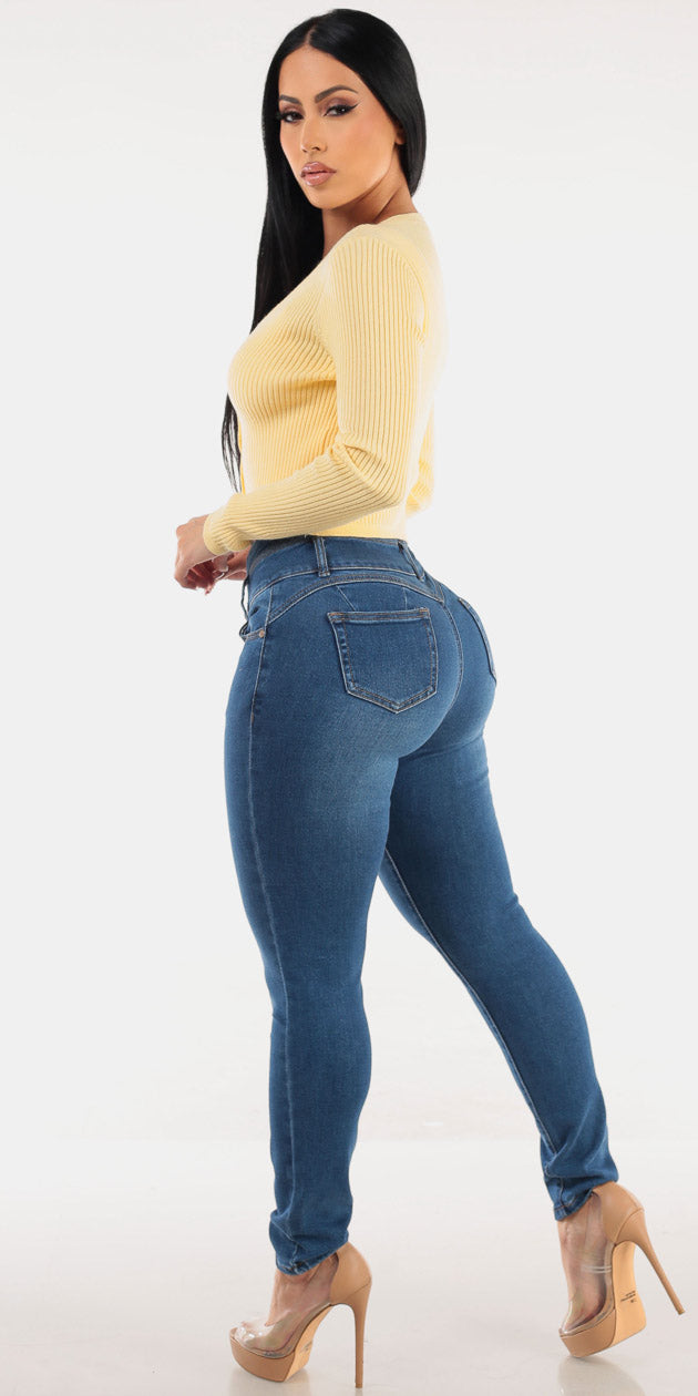 Yellow Butt Lift Skinnies Outfit