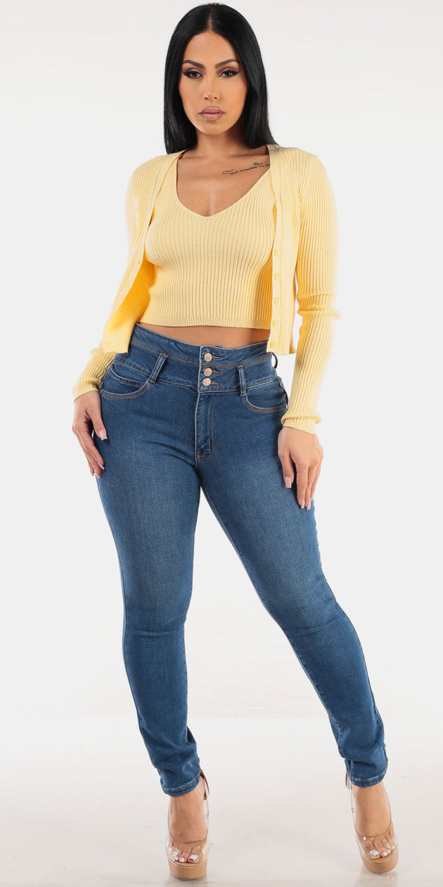 Yellow Butt Lift Skinnies Outfit