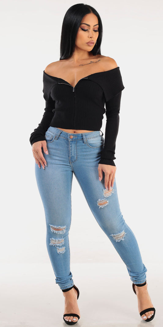 Black Butt Lift Denim Outfit