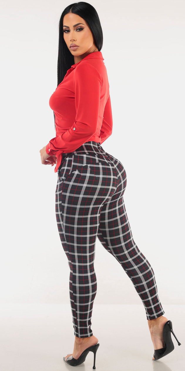 Red Butt Lift Skinnies Set