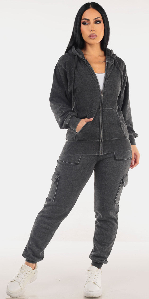 Fleece Charcoal Cargo Trio