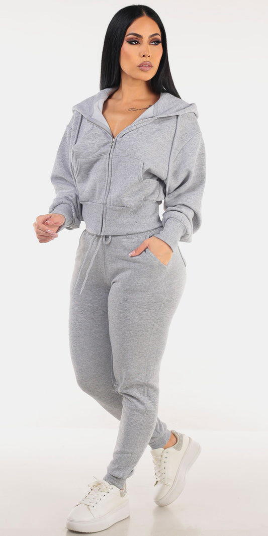 Grey Fleece Jogger Outfit