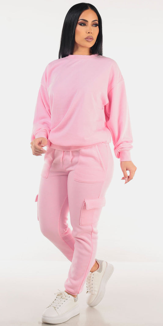 Pink Fleece Cargo Look