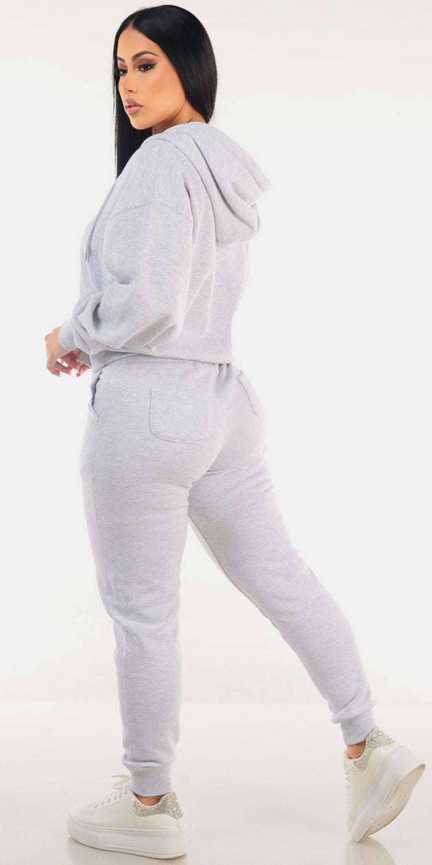 Zip Up Grey Jogger Outfit