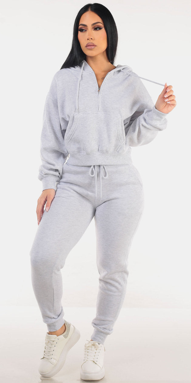 Zip Up Grey Jogger Outfit