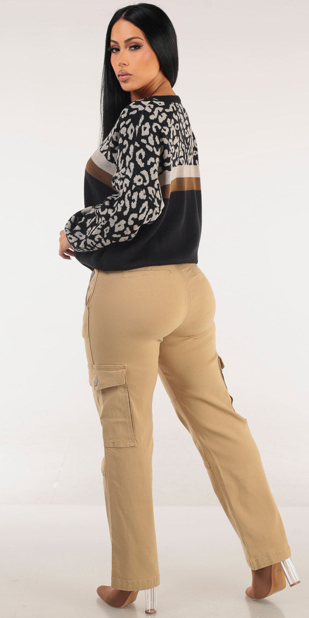 Knit Butt Lift Cargo Pants Set