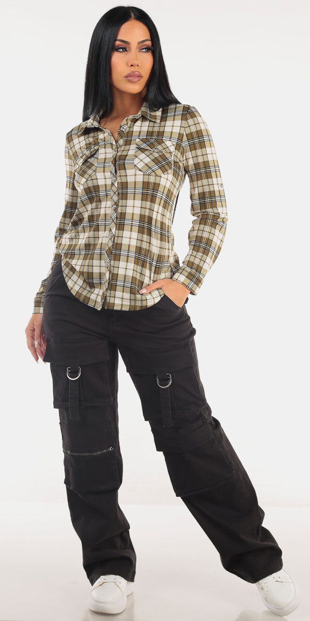 Plaid Cargo Denim Outfit