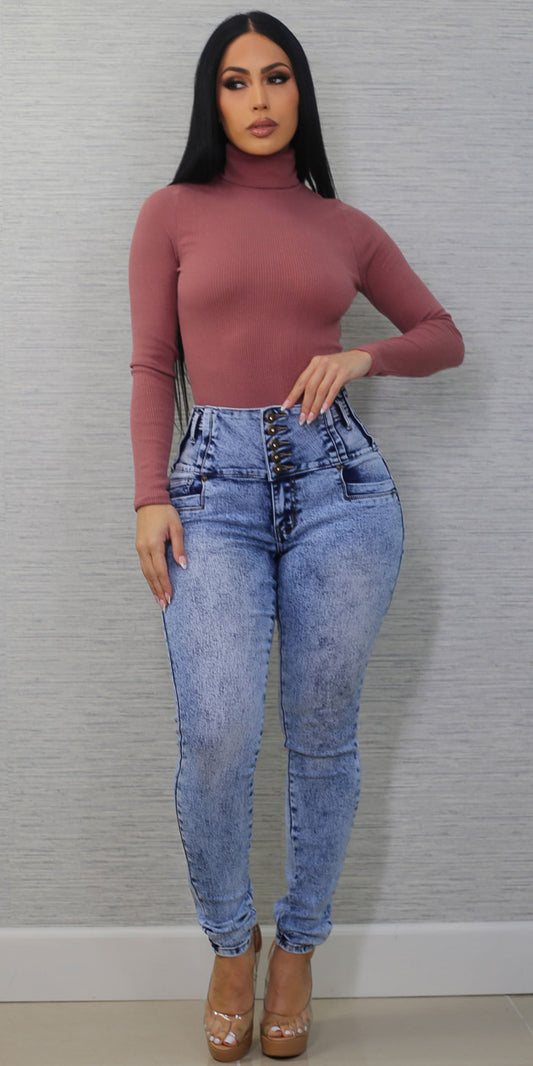 Mauve Butt Lift Denim Set