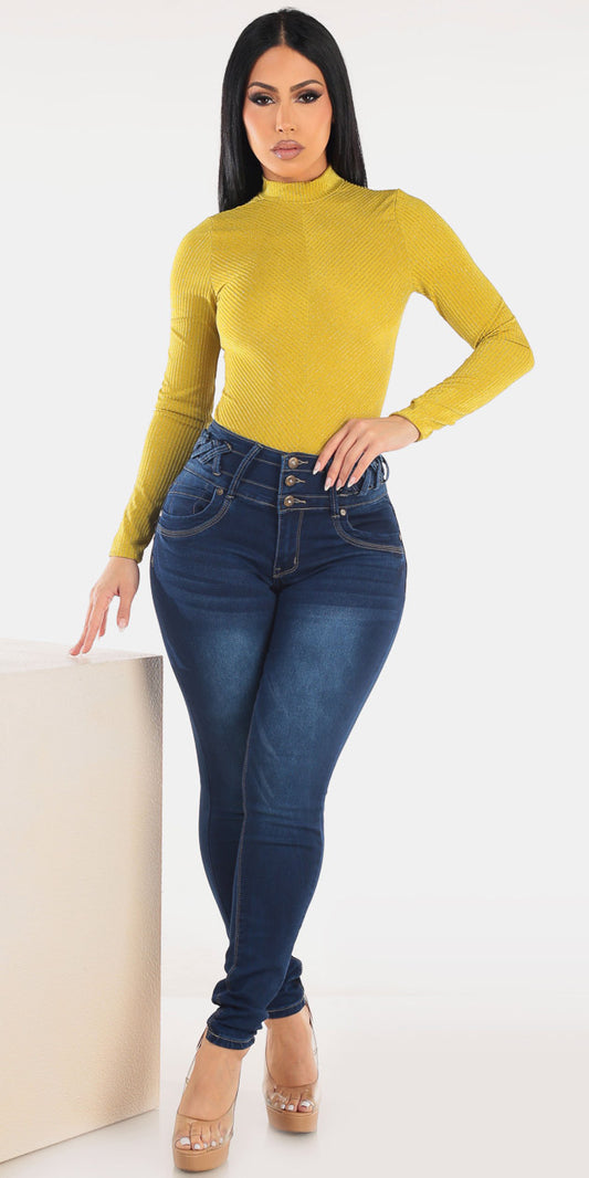 Lime Butt Lift Denim Outfit