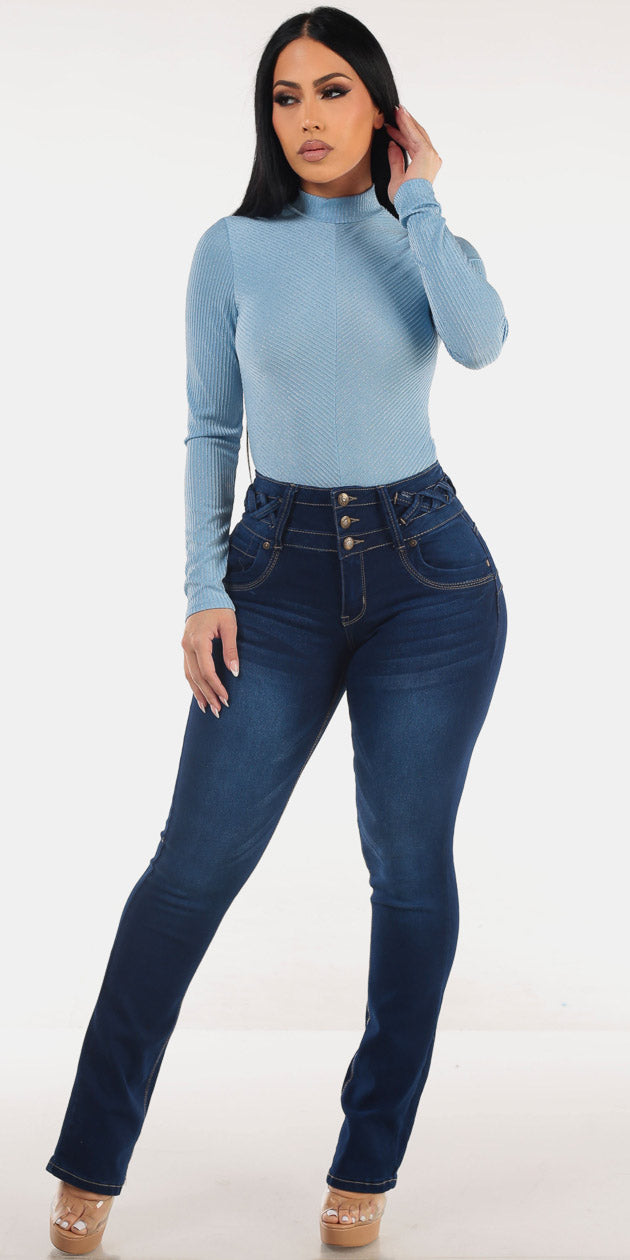 Blue Butt Lift Bootcut Combo