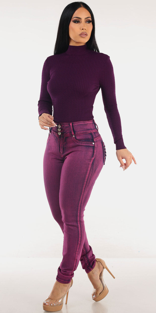 Purple Butt Lift Skinnies Outfit