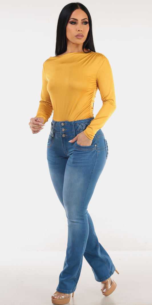 Mustard Butt Lift Bootcut Look