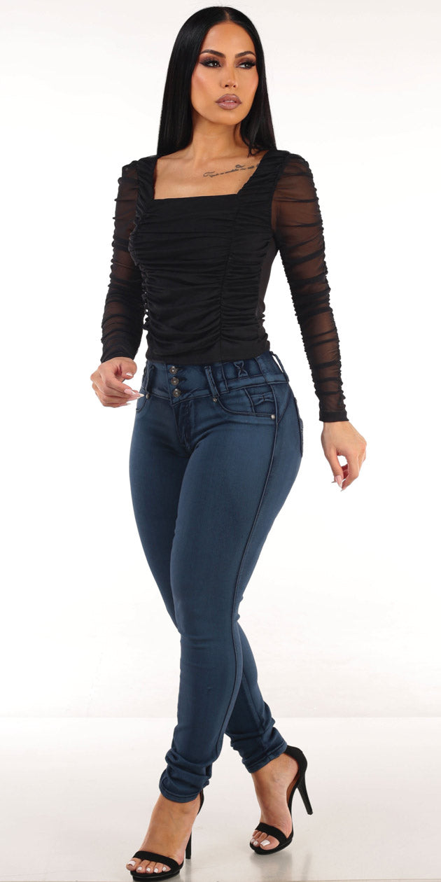 Ruched Butt Lift Skinnies Outfit