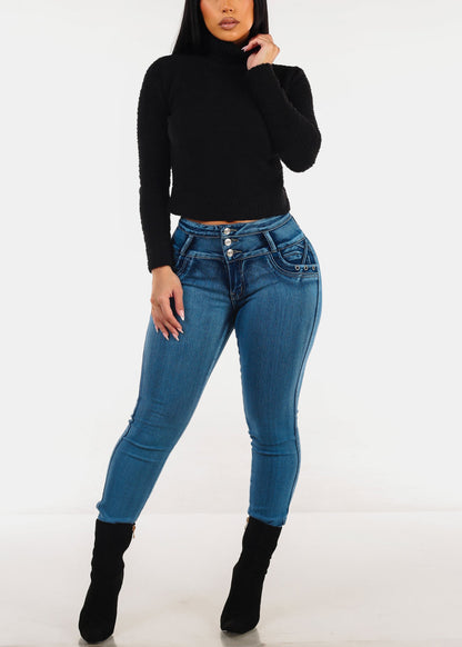 MX JEANS Butt Lifting Acid Wash Blue Skinny Jeans