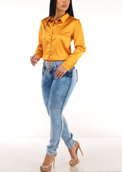 MX JEANS Light Acid Wash Butt Lift Mid Rise Skinny Jeans