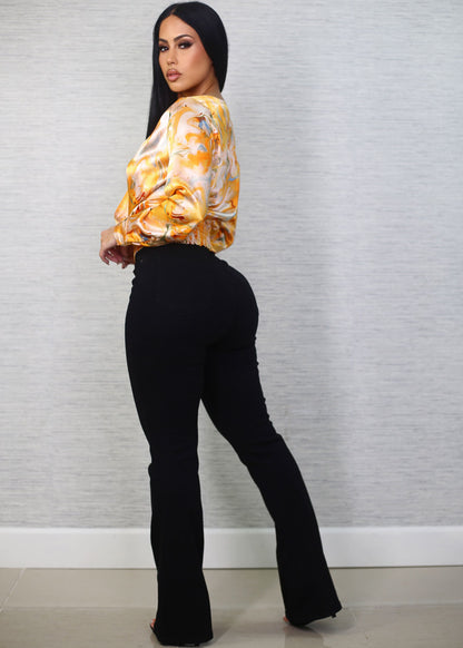 Super High Waist Butt Lift Bootcut Jeans Black