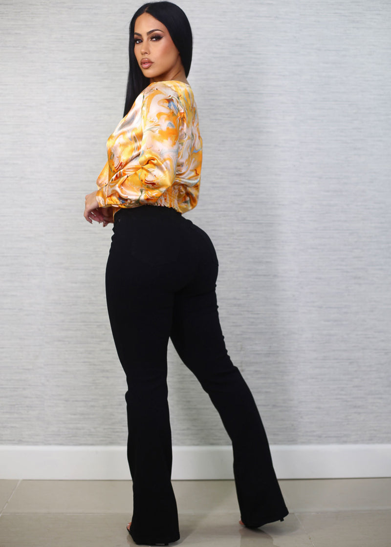 Super High Waist Butt Lift Bootcut Jeans Black