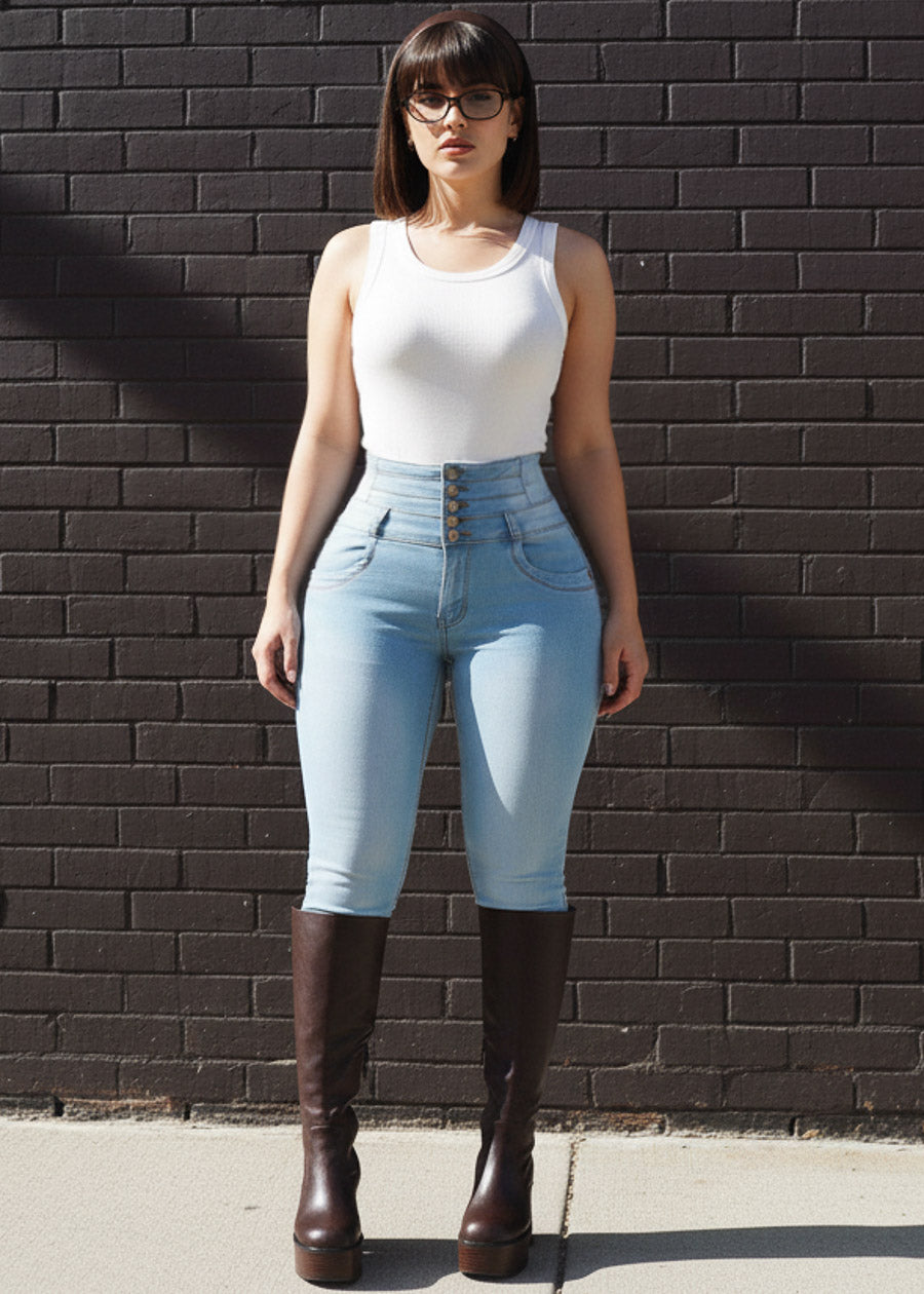 MX JEANS Butt Lift Thick Waist Light Skinny Jeans