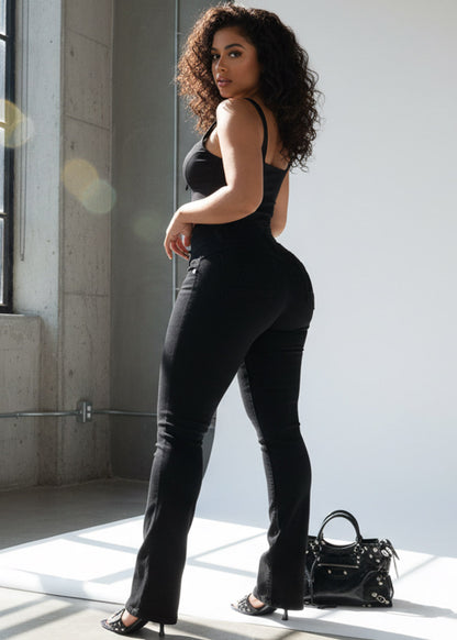 MX JEANS Butt Lifting Mid Rise Black Bootcut Jeans