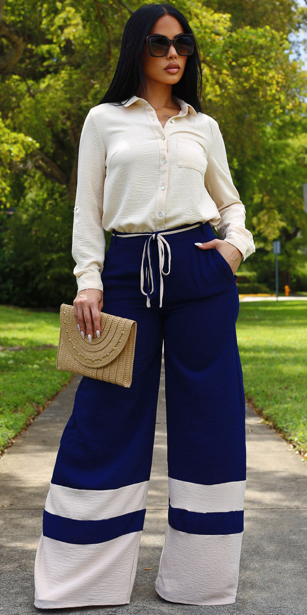 Khaki Wide Leg Pants Outfit