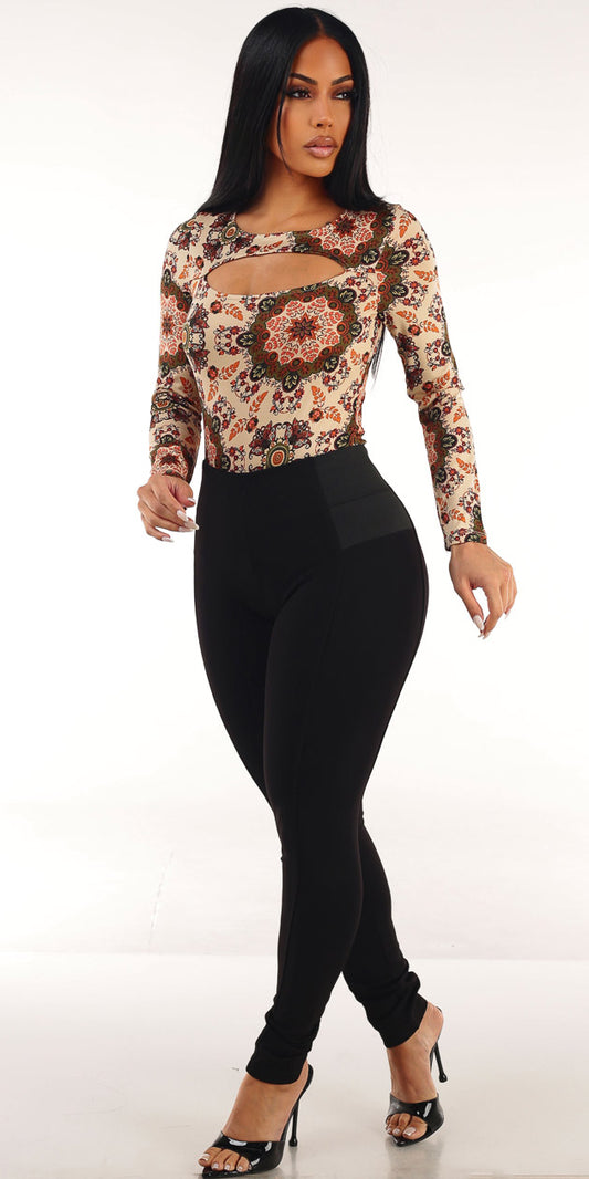 Floral Black Skinny Pants Set