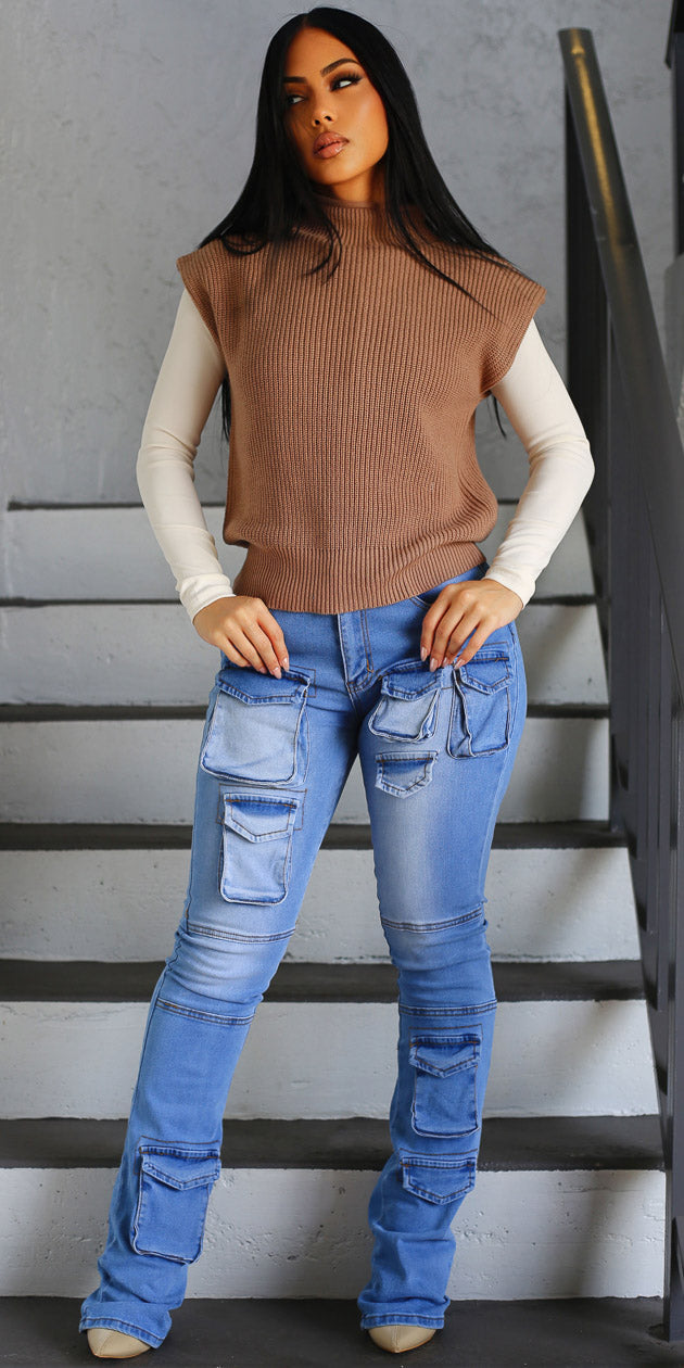 Knit Ivory Cargo Denim Trio