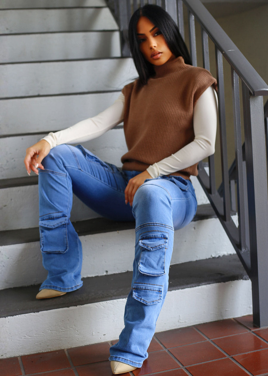 Knit Ivory Cargo Denim Trio