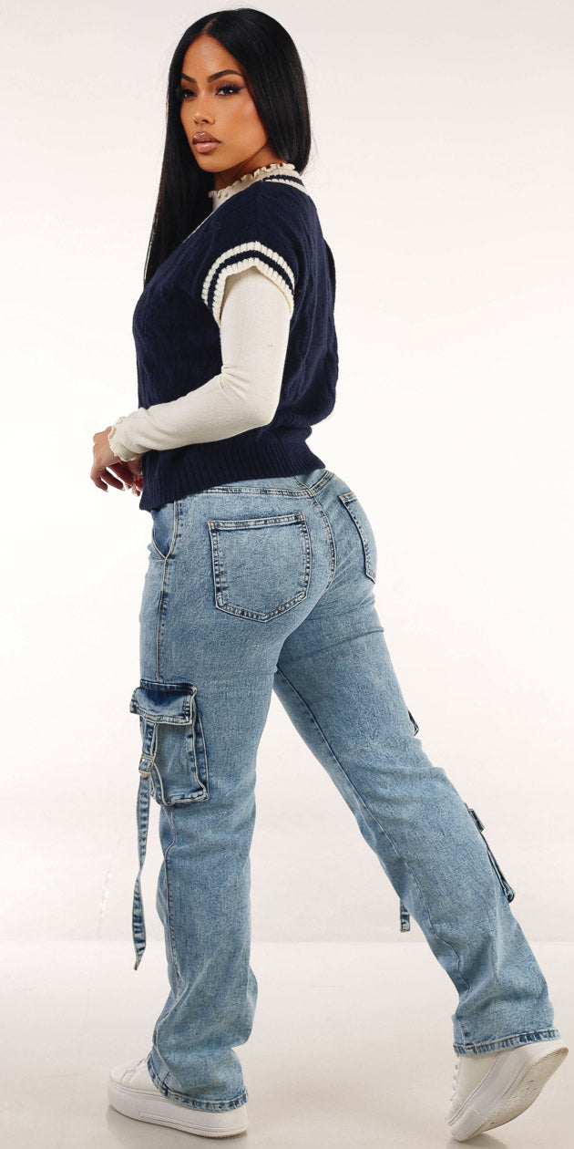 Knit Ivory Cargo Denim Trio