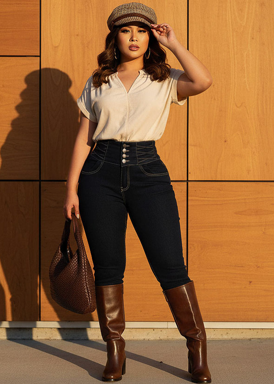 Butt Lift Super High Waist Skinny Jeans Dark Wash