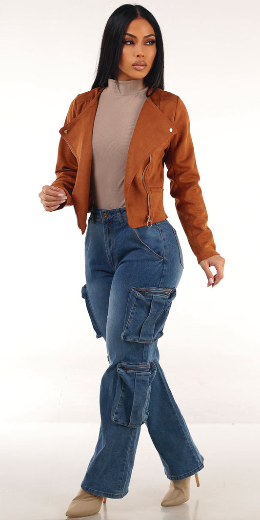 Suede Taupe Cargo Denim Trio