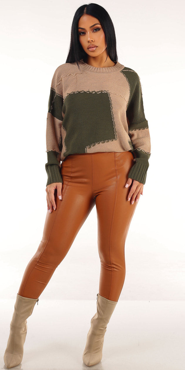 Colorblock Pleather Pants Set