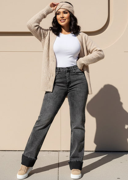 Long Sleeve Button Up Knitted Sweater Beige