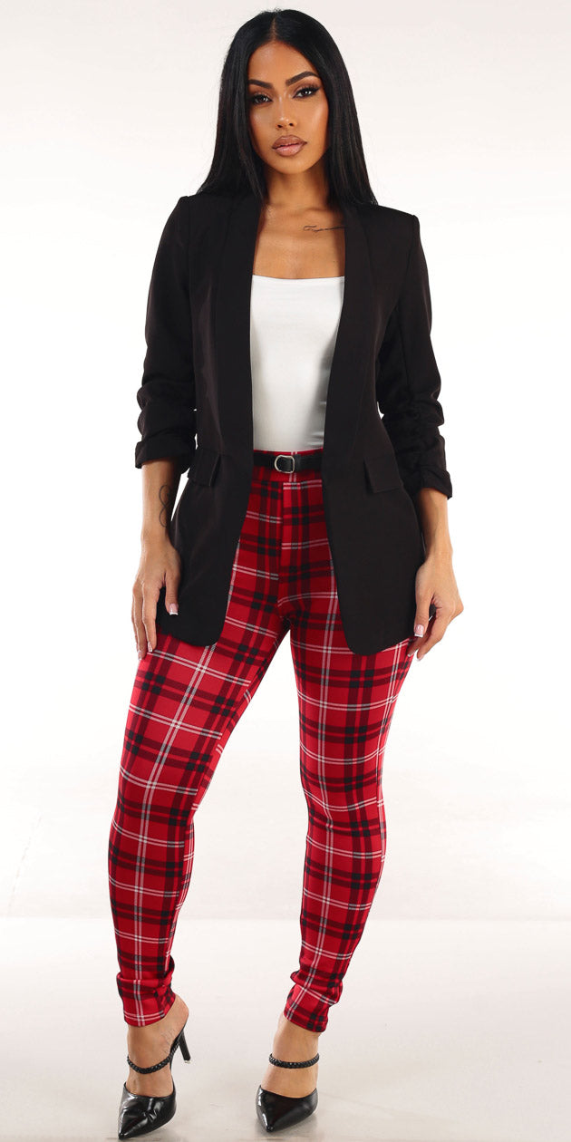 Black Plaid Butt Lift Trio