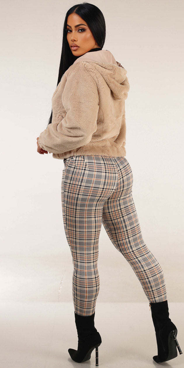 Fur Black Butt Lift Plaid Trio