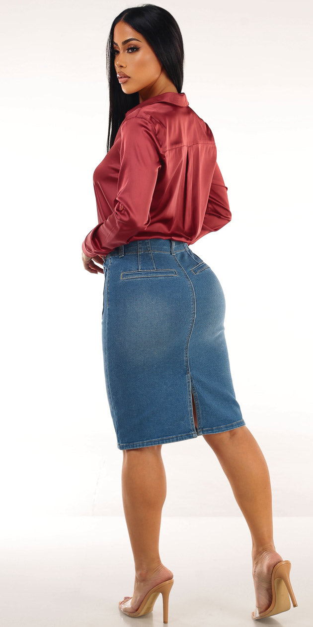 Satin Butt Lift Skirt Look